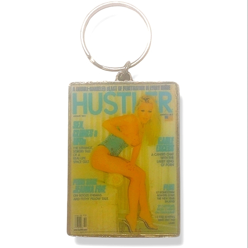 Vintage Hustler Magazine Cover Acrylic & Metal Novelty Keychain